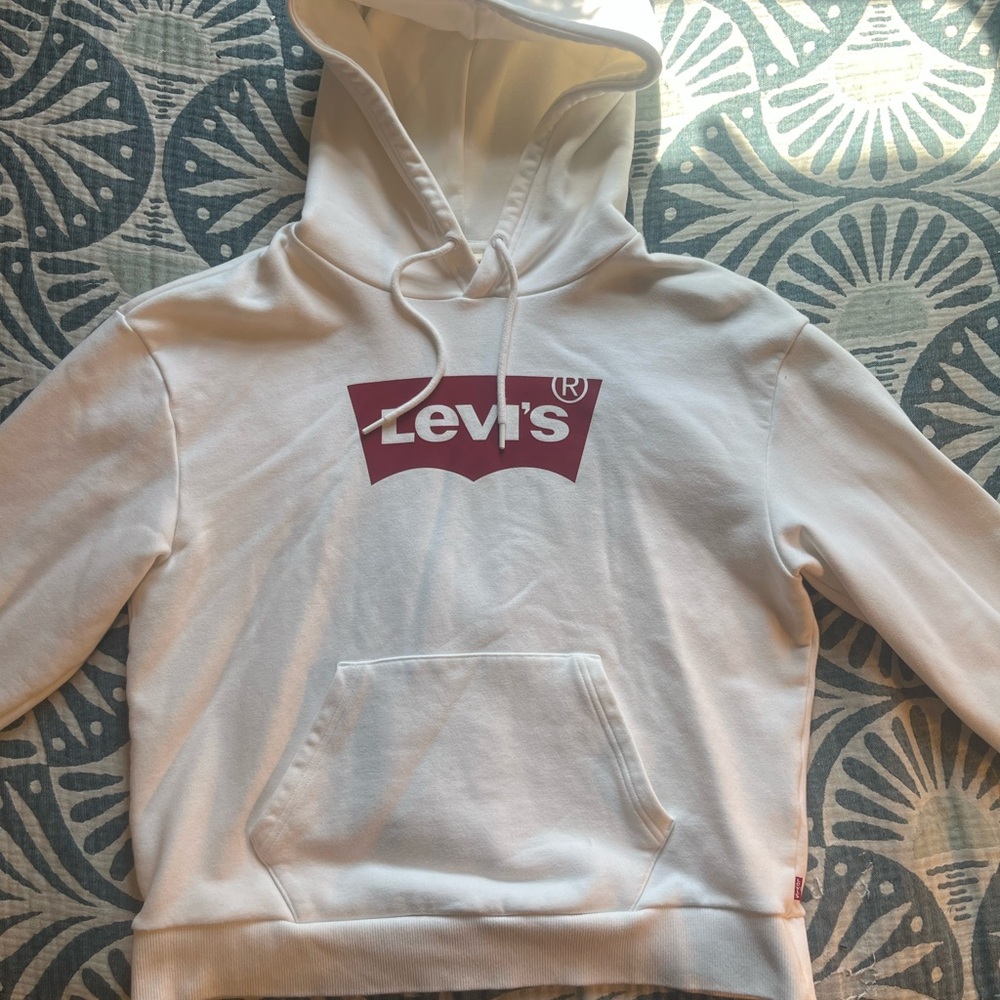 Levi's White Hoodie with Red Logo